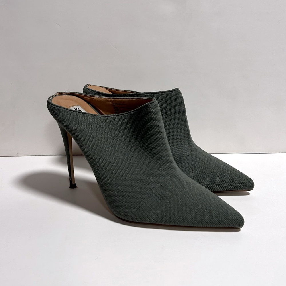Steve Madden Davina Green Pointed Toe Stiletto Mule Slip On High Heels Size 9
